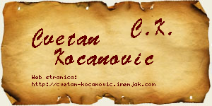 Cvetan Kocanović vizit kartica
